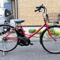 電動アシスト自転車　パナソニック　26インチ　レッド　バッテリー8Ah (実力容量5点灯表示の13.2Ah中古良品バッテリーオプションあり！)充電器付の画像