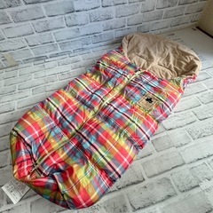 P591 LOGOS/ロゴス ニュー丸洗いベビーカーシュラフ 幅45×長さ95cm 0.2kg おくるみ型 フットマフ 防寒 チェック柄 寝袋の画像