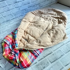 P591 LOGOS/ロゴス ニュー丸洗いベビーカーシュラフ 幅45×長さ95cm 0.2kg おくるみ型 フットマフ 防寒 チェック柄 寝袋の画像