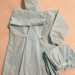 レインコート　上下セット　カッパ　水色　120の画像