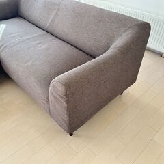 特価！ 苫小牧発 フランフラン購入 カウチ 2.5pソファー オッドマン付き ブラウン系の画像
