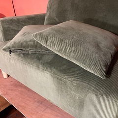 北海道  帯広  カウチソファー  コーデュロイ  グリーン  家具  ソファー  モノココ  モノココ帯広店の画像