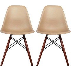 【2脚セット】三吉3244(ミツヨシ) イームズシェルチェア イームズチェア シェルチェア リプロダクト ダイニングチェア ブラウン脚 (2脚セット) (サンド)の画像