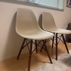 【2脚セット】三吉3244(ミツヨシ) イームズシェルチェア イームズチェア シェルチェア リプロダクト ダイニングチェア ブラウン脚 (2脚セット) (サンド)の画像