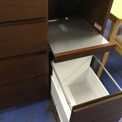 ★リユースのサカイ横浜南店★YM1072 河口家具製作所 ステンレストップ キッチンカウンター ダークブラウン W180×D48×H96 クリーニング済みの画像