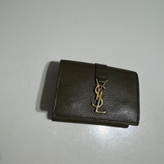 YSL オリーブグリーン 三つ折りコンパクト財布