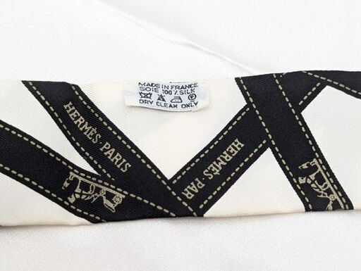 HERMES】ツイリー ボルデュック柄 ホワイト/ブラック☆A品