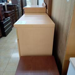 ★ジモティ割あり★  キャビネット ブラウン✕グリーン H117×D43×W80 クリーニング済み OJ9574の画像