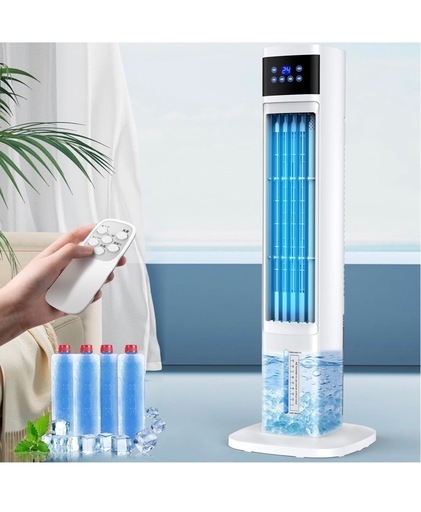 ⭐️最終価格⭐️【新品】冷風機・タワーファン 4L 4個保冷バッグ　リモコン・タッチパネル付