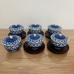 【新品未使用】有田焼 博山 湯のみ 湯呑 蓋付き 茶托付き セッ...