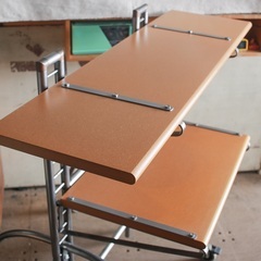 【武蔵小山店】 作業テーブル ワークテーブル キャスター 付き PCテーブル PC作業 パソコンテーブル 昇降式テーブル 高さ調整 棚付きテーブル パソコンデスク 作業台 デスク 可動棚 移動式テーブル サイドテーブル 軽作業台 収納付きデスク 作業用 テーブル 2段 の画像