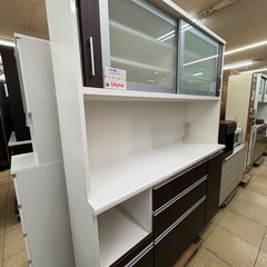 《リユースマン倉敷》松田家具 キッチンボード 食器棚 ブラウン×...