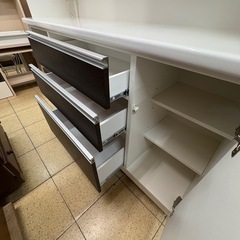 《リユースマン倉敷》松田家具 キッチンボード 食器棚 ブラウン×ホワイト の画像