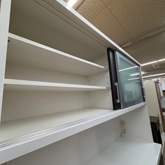《リユースマン倉敷》松田家具 キッチンボード 食器棚 ブラウン×ホワイト の画像