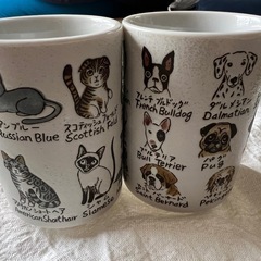 【6月処分】湯呑み　犬　猫　各1の画像