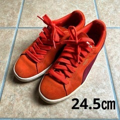 PUMA プーマ　スエードスニーカー　赤　24.5㎝