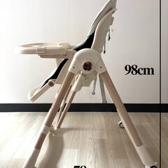 【未使用】ホワイトベビーチェア 折りたたみ式トレイ付き多機能チェア　食事椅子 組立の画像