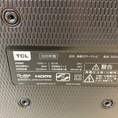 K2506-037 TCL 液晶テレビ 32D400 32インチ 2020年製 リモコン付き 動作確認済み キズ汚れ有りの画像