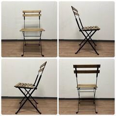 アイアンウッドデスク + IKEA テルノー 折りたたみ式チェア カントリー調 アンティーク調の画像
