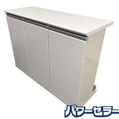 シギヤマ バーカウンター 幅120 ハイグロスホワイト木目 収納...