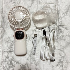 【新品未使用】ハンディファン 折り畳み 小型 手持ち/首掛け/卓上 USB充電式 5段調整の画像