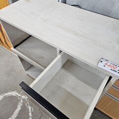 リサイクルショップどりーむ天保山店　No2706　レンジボード　カウンター　食器棚　ホワイトカラーの画像