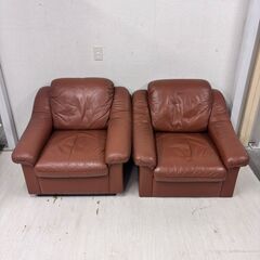  24068  1人掛け レザーソファ×2    ◆大阪市内・東...