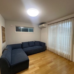 IKEA ソファL字型カウチソファ（ネイビー）の画像