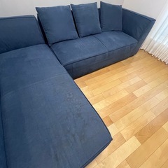 IKEA ソファL字型カウチソファ（ネイビー）の画像