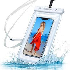 防水スマホケース IPX8認定 完全防水 水に浮く クリア 最大6.7インチ対応の画像