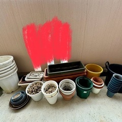 プランター　プラスチック鉢　受け皿　土　軽石