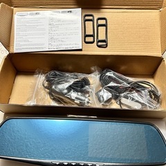 ②新品・ミラー型ドライブレコーダー（前後カメラ、SDカード32G付き)