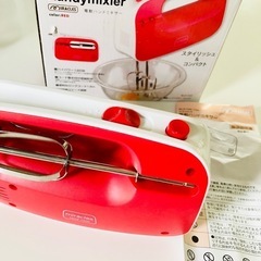【美品】ミラクルス　電動　ハンドミキサー　レッド パール金属の画像