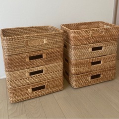 ラタン　バスケット　8個セット