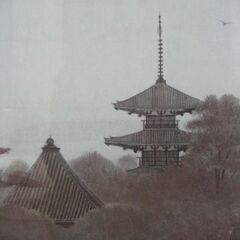 日本画　井上稔（塔の朝）の画像
