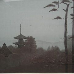日本画　井上稔（塔の朝）の画像