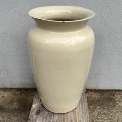 大壺　陶器　素焼き　穴なし　重量あり【傘立て、花生けに】