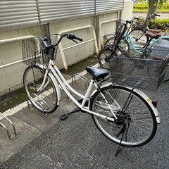 自転車 26インチ シティサイクル ママチャリ 白 LEDオート...