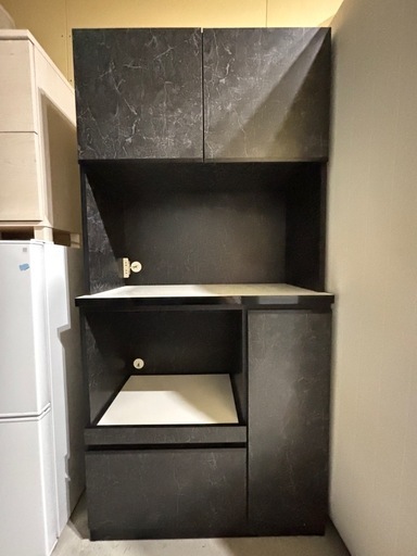 KAGUCOCO 食器棚 コンセント付き　ストーンブラック 大川家具