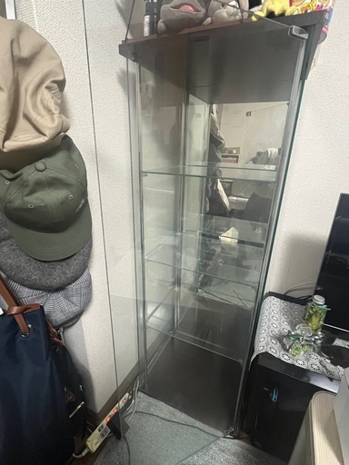 コレクションケース フィギュアケース 4段 幅42.5×奥行36.5×高さ120cm ブラウン 強化ガラス 背面ミラー