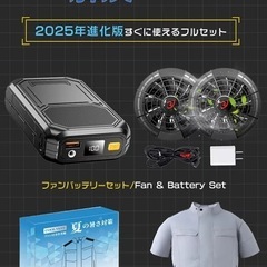 空調作業服 バッテリー ファンセット 22V ベストファン付きベスト 半袖 フルセット 空調ウェア 冷却服 ファン2個付き Lの画像
