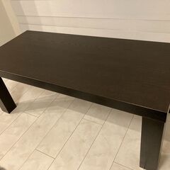 ニトリ ダークブラウン 木目 ローテーブルの画像