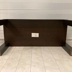ニトリ ダークブラウン 木目 ローテーブルの画像