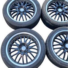美品 18インチ 114.3 7.5J+40 5穴 4本セット メッシュ ホイール アルミホイール ピレリ 225/45R18 黒 ブラック 95wの画像