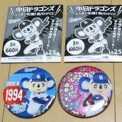 中日ドラゴンズ　ドアラ 缶バッジ ２種セットの画像