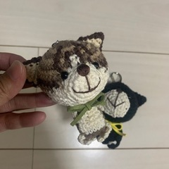 猫のあみぐるみ キーホルダー付き  ハンドメイドの画像