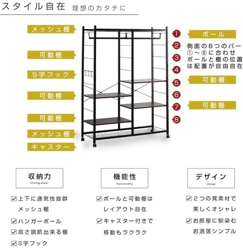 ハンガーラック キャスター付