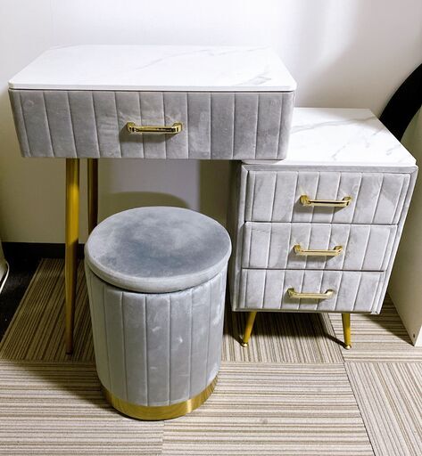 M441 ドレッサー 欧風 ベロア コンパクト スツール付