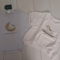 コトリ刺繍付き半袖トレーナー 