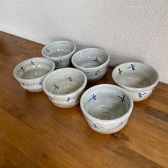 陶器　湯呑み　とんぼ柄　6個セットの画像